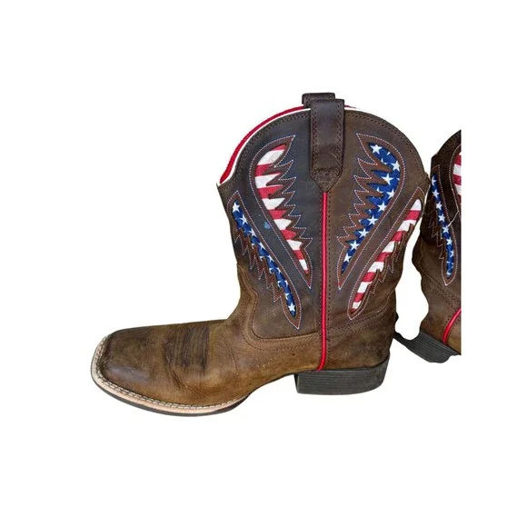 Ariat Kids Quickdraw VentTEK Patriotic American Flag Western Boots Size 4 - Picture 7 of 10